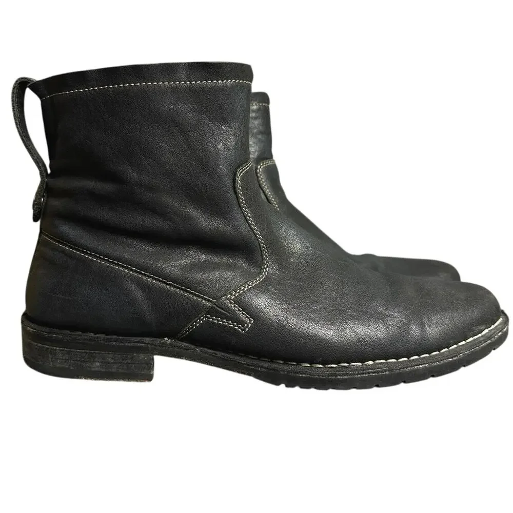 John Varvatos Star USA Driggs black leather boots men’s sz 10 side zip snap tab